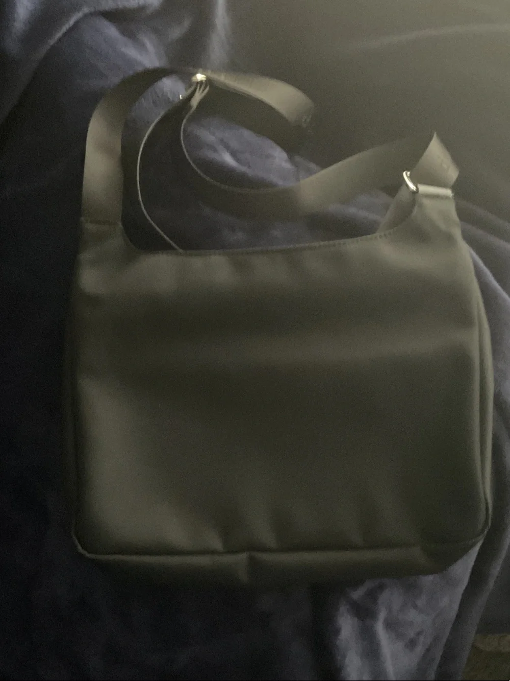Longchamp Black Nylon Messenger Bag with Branded Strap